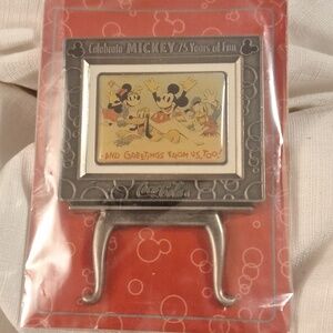 Coca Cola Pewter Celebrate Mickey 75 Years of Fun Display with Stand